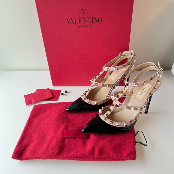 Valentino Rockstud caged pump 100mm in black patent leather size 37.5 - Picture 2 of 9